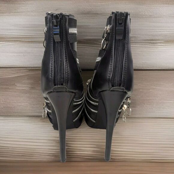 SHOW STORY WOMEN'S BLACK ZIPPER CLOSE TOE HEEL PLATFORM SZ 6 1/2 37 - Picture 6 of 14